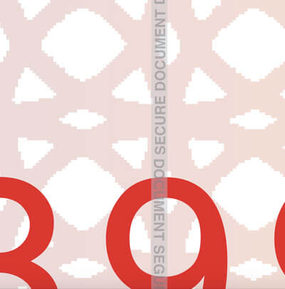 closeup of warning band on secure document